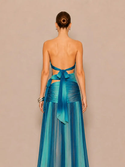 Imelda Cut-out Side-Slit Strapless Maxi Dress