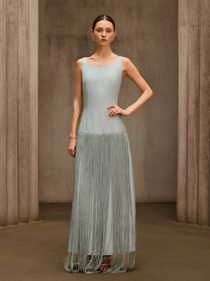 Gia Sleeveless Fringe-Trimmed Midi Dress
