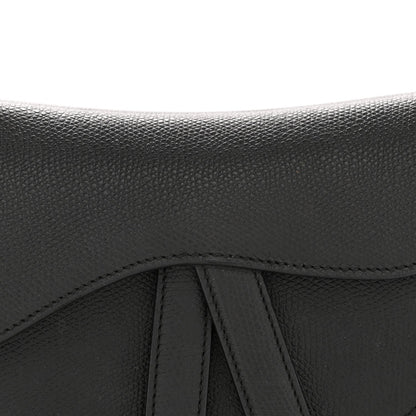Grained Calfskin Mini Saddle Bag Black