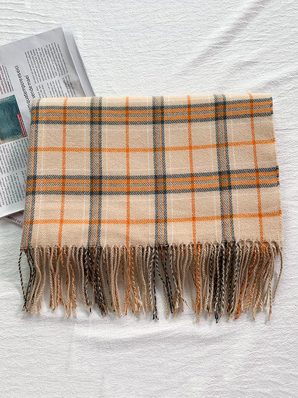 Keep Warm Plaid Tasseled Shawl&Scarf