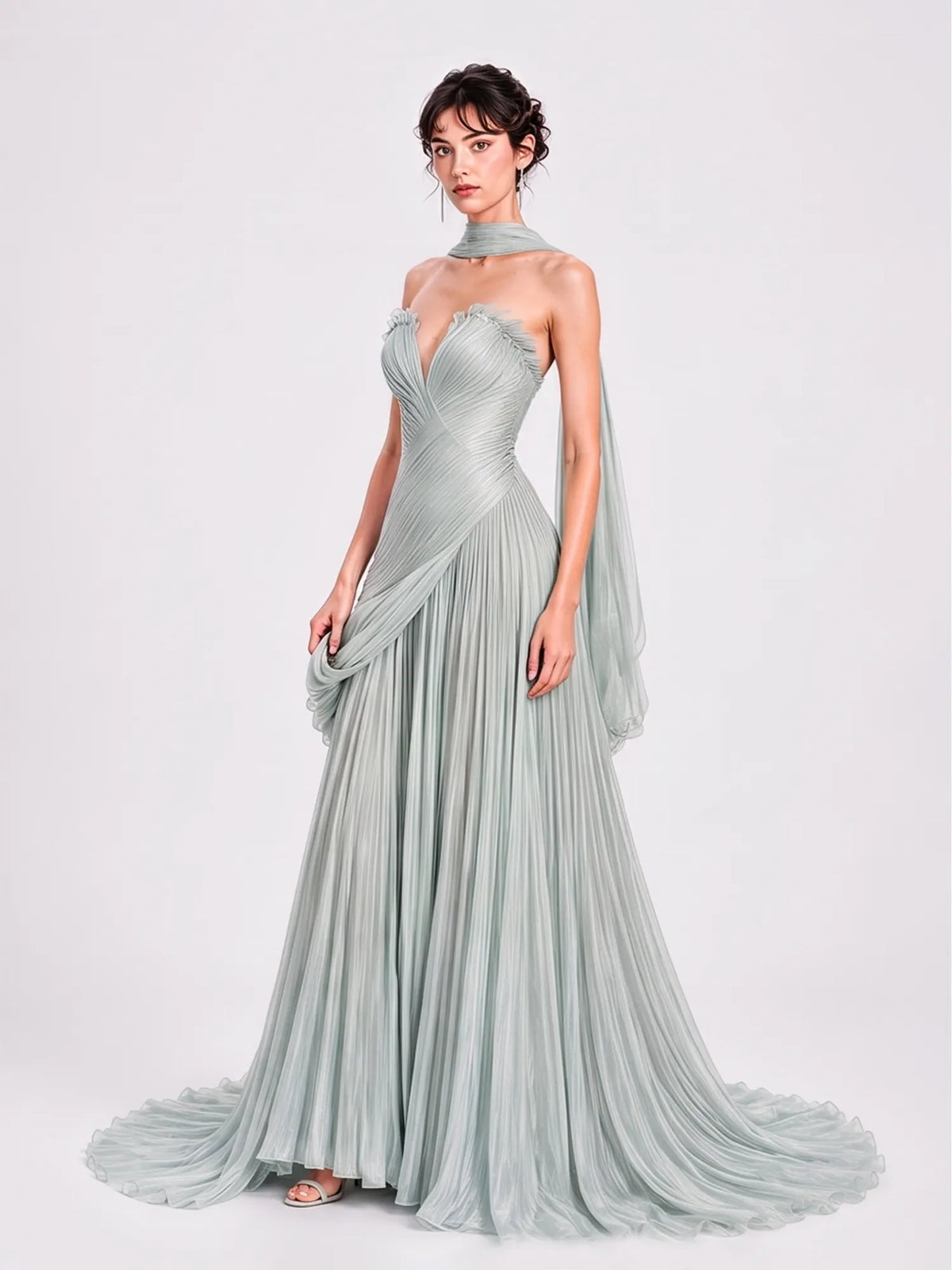 Nadia Crepe Strapless Maxi Dress In Green