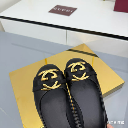 GG FW 25 Ballet Flat Black Calfskin 564715