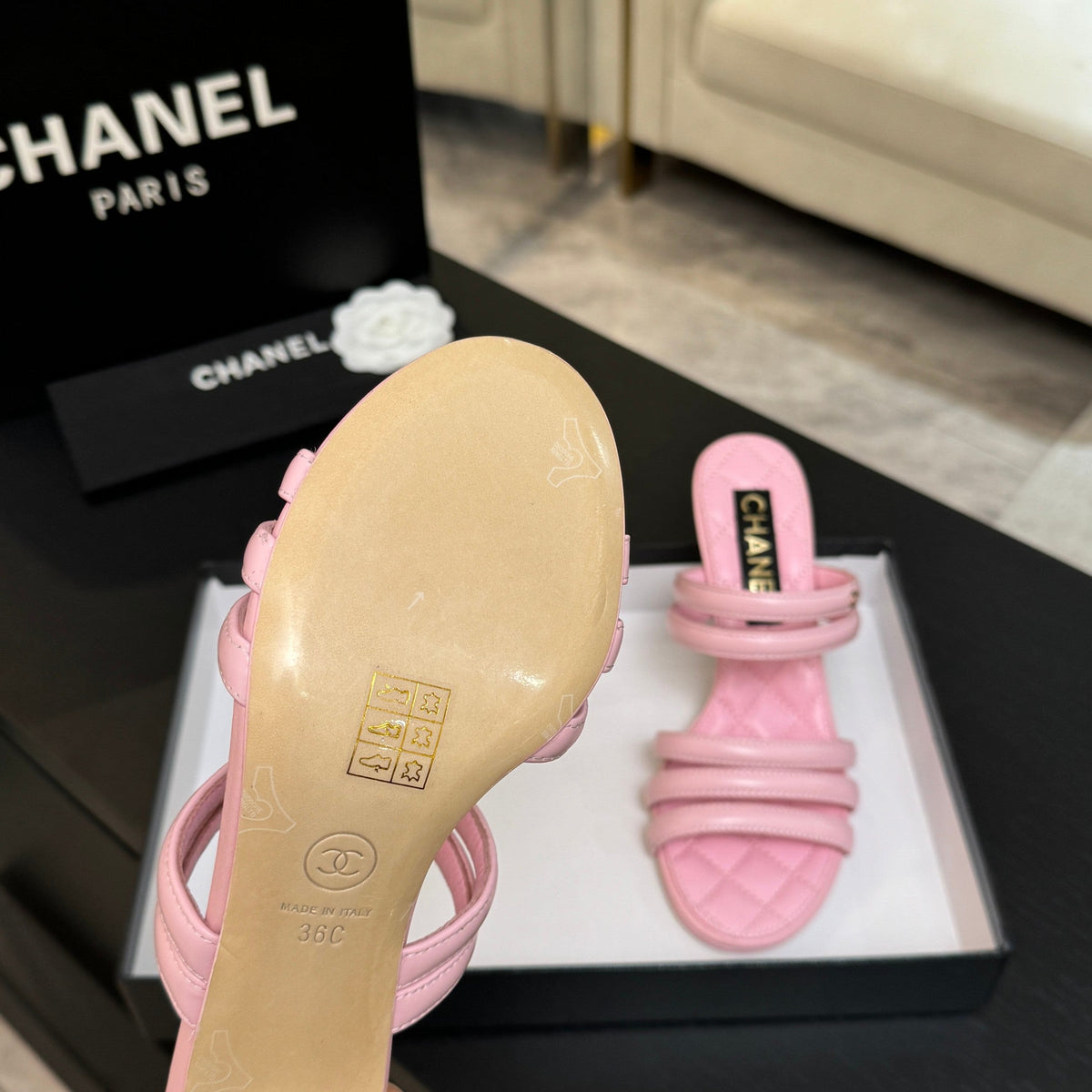 CC 26C Double C Strap Sandals PInk Sheepskin