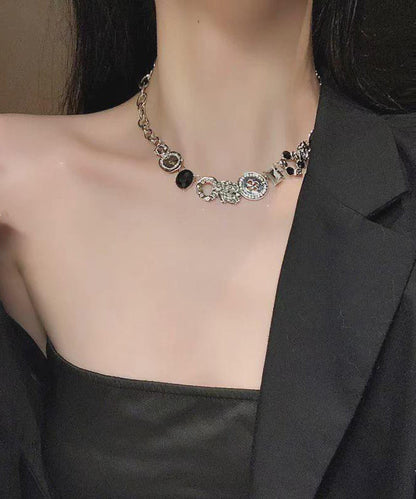 Art Alloy Zircon Button Gratuated Bead Necklace