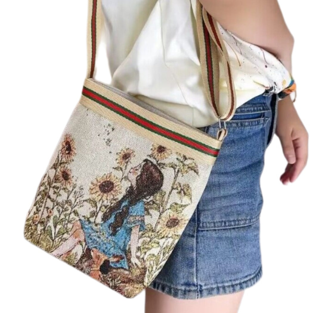 Cosbai - Cute Cartoon Crossbody Bag With Zipper
