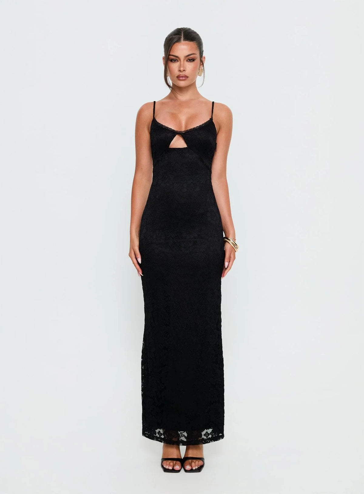 Alannis Lace Maxi Dress Black