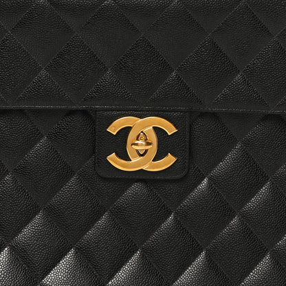Caviar Quilted Briefcase Laptop Bag Black