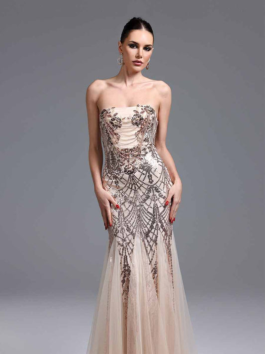 Harlow Strapless Sequined Maxi Dress