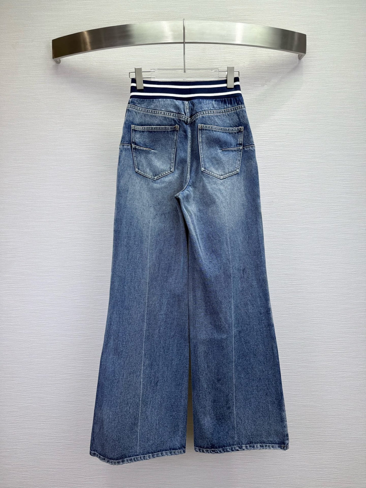 CD 25SS Laser Printed Stripe Pattern Wide-Leg Jeans Blue Cotton 306510