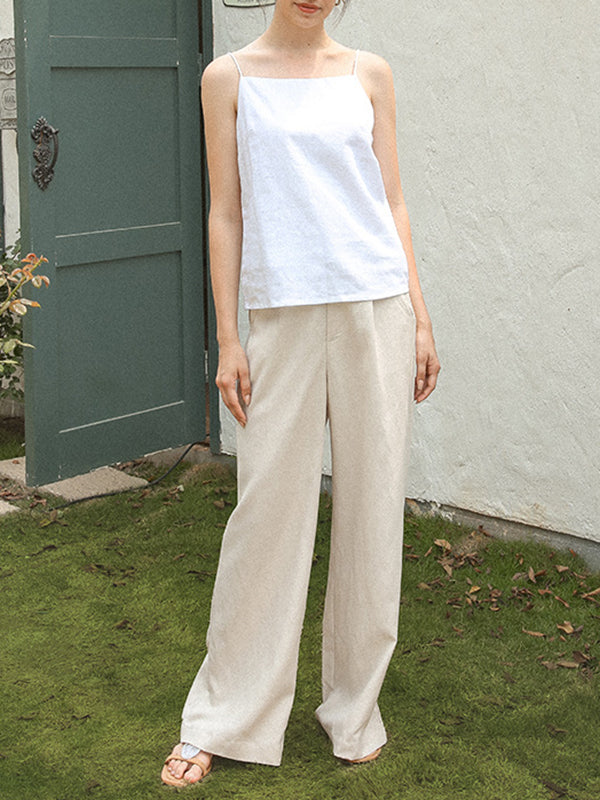 Column Loose Solid Color Casual Pants Bottoms