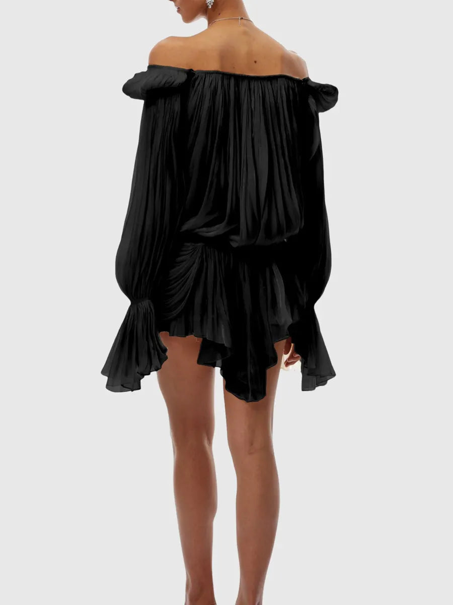 Charlene Pleated Ruffle Mini Dress