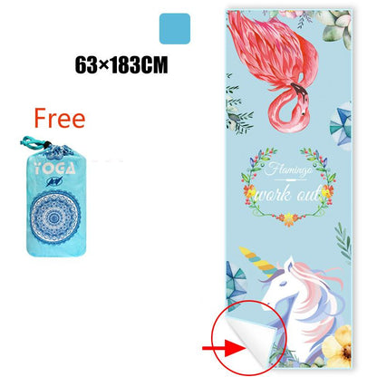 Sports Fitness Yoga Mat Spread Towel Silicone Anti-Slip Printing Pad Portable Folding Widened Spread Towel Easy Take