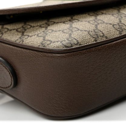 GG Supreme Monogram Textured Dollar Calfskin Web Studded Mini Ophidia Flap Shoulder Bag Beige Ebony New Acero