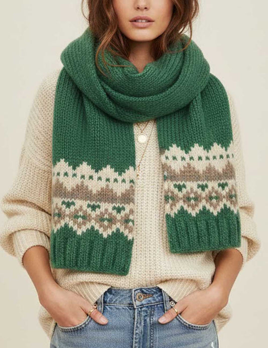 Winter Thicken Warm Fair Isle Knit Scarf