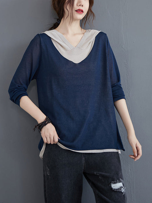 Original False Two Knitting T-Shirt Thin Sweater