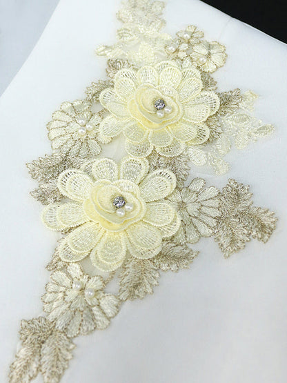 Half Sleeves Loose Asymmetric Embroidered Pleated Split-Joint Deep V-Neck Blouses&Shirts Tops
