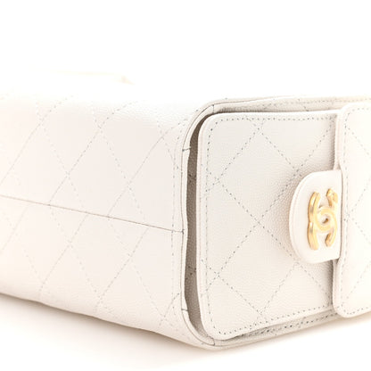 Caviar Quilted Mini Chanel 25 Handbag White