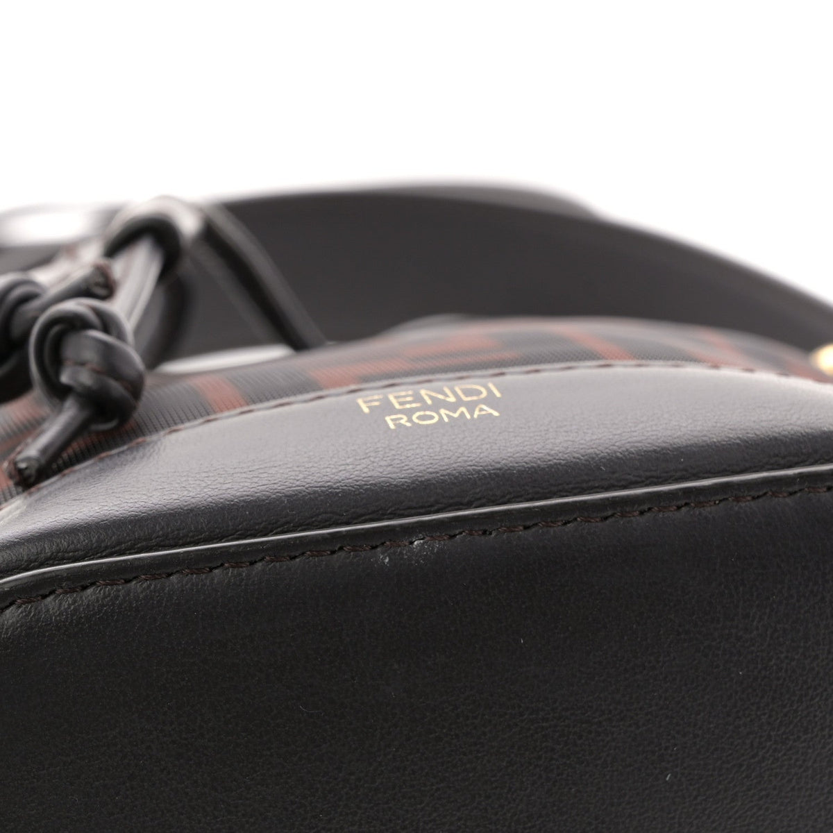 Mesh Vitello Grace F is Fendi FF 1974 Mini Mon Tresor Bucket Bag Marrone Black Ebano