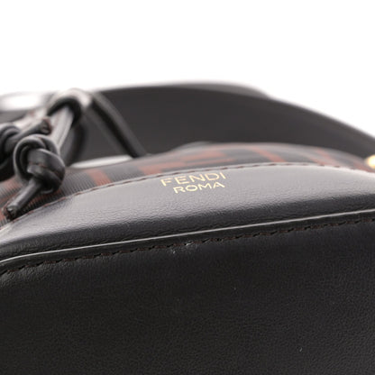 Mesh Vitello Grace F is Fendi FF 1974 Mini Mon Tresor Bucket Bag Marrone Black Ebano