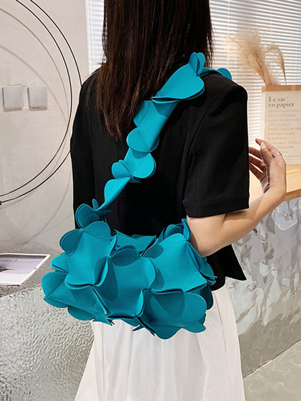 Flower Shape Solid Color Zipper Crossbody Bags