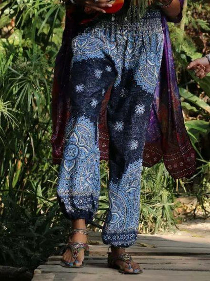 Floral Ethnic Loose Sports And Leisure Lantern Yoga Pants