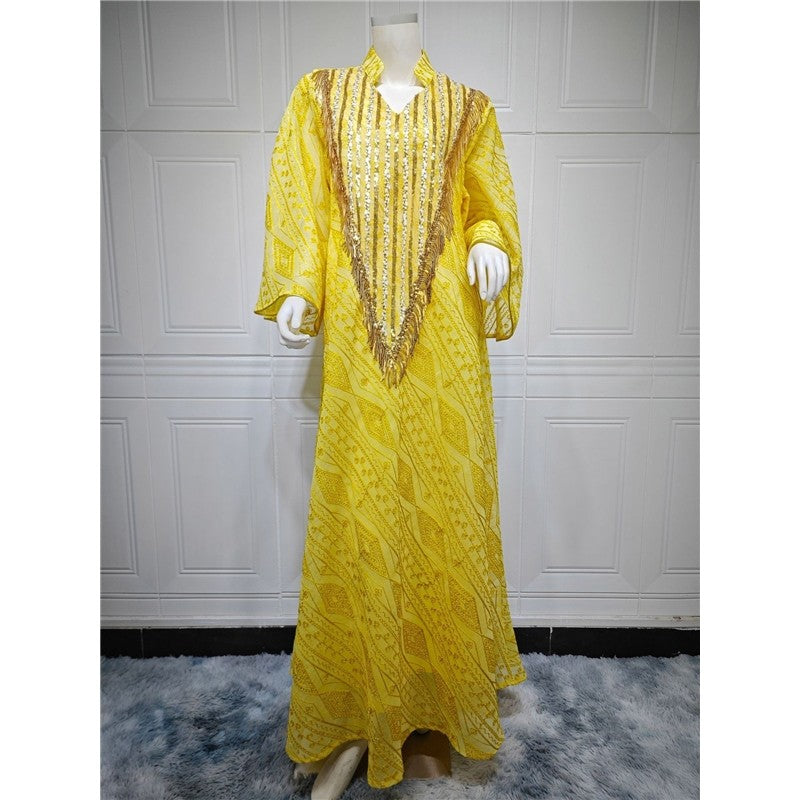 Muslim Evening Embroidered Sequin Abaya