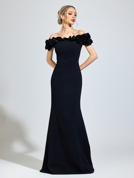 Celeste Black Floral Maxi Dress