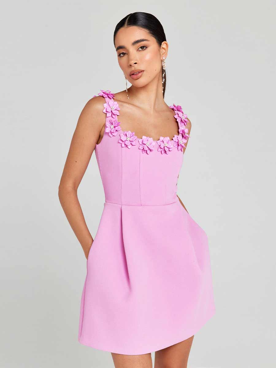 Ariella Floral Halter Mini Dress