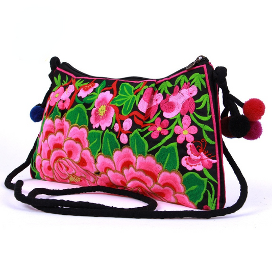 Yunnan Ethnic Style Double-Sided Embroidery Bag Single Shoulder Bag Messenger Women'S Bag Thin Canvas Bag Retro Leisure Women'S Bag