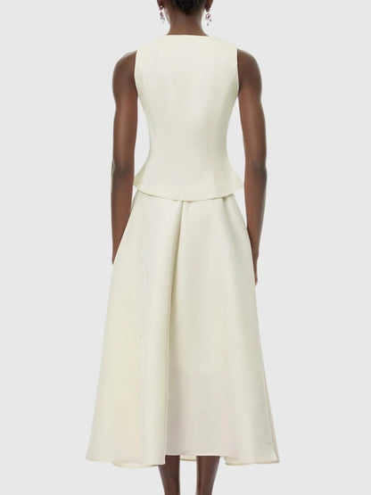 Eileen Crystal Embellished Vest & Midi Skirt Set