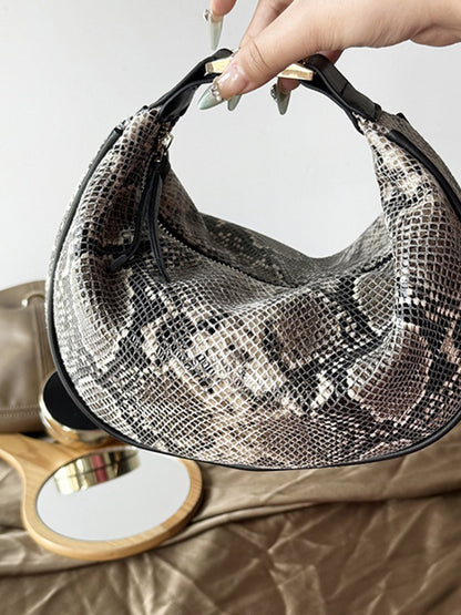 Ella Serpent-Print Handbag with Metal Clasp