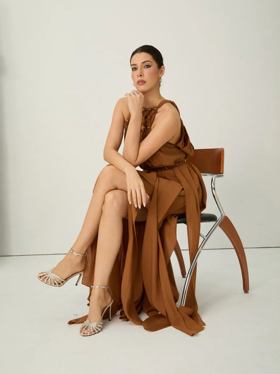 Valentina Knotted Draped Maxi Dress