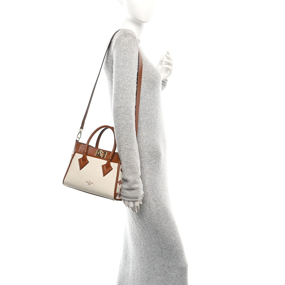 Canvas Calfskin Monogram On My Side PM Caramel Tan