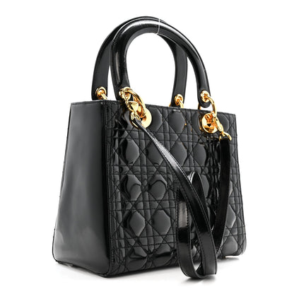 Patent Cannage Medium Lady Dior Black