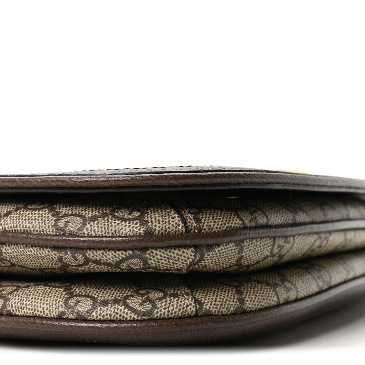 GG Supreme Monogram Textured Dollar Calfskin Web Medium Blondie Shoulder Flap Bag Beige Ebony New Acero