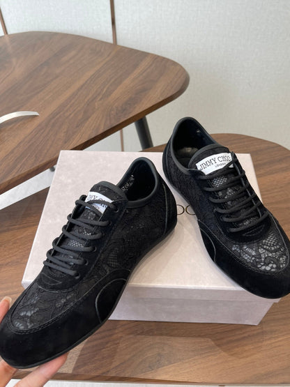 Jimmy Choo Sunny F Sneaker Black Lace Leather