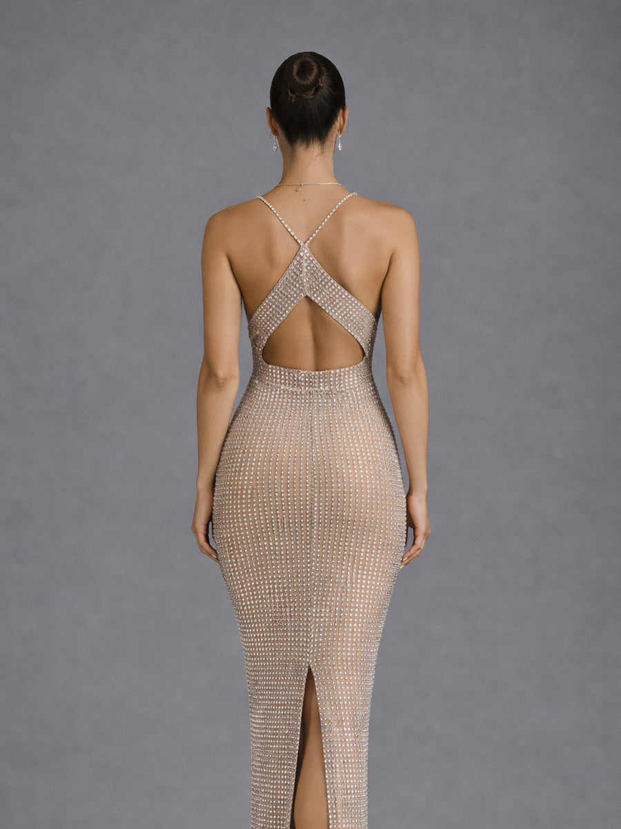 Mariella Sparkling Diamond Hollow Maxi Dress