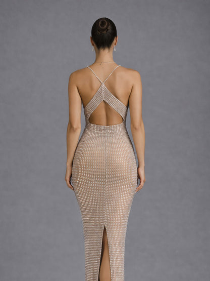 Mariella Sparkling Diamond Hollow Maxi Dress