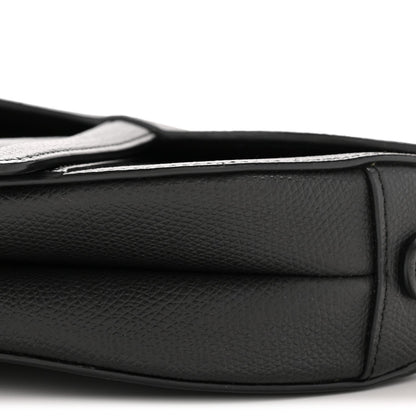 Grained Calfskin Mini Saddle Bag Black