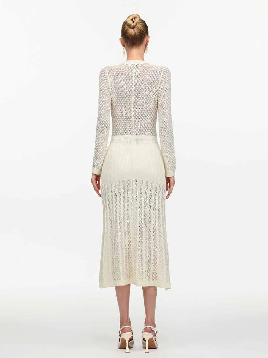 Isadora Elegant Contour Round Neck Midi Dress