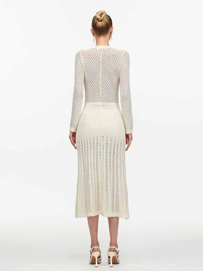 Isadora Elegant Contour Round Neck Midi Dress