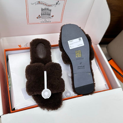 HM Oran Sandal Chocolate Wool 598201