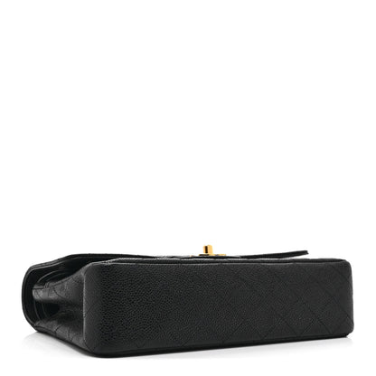 Caviar Quilted Medium Double Flap Black