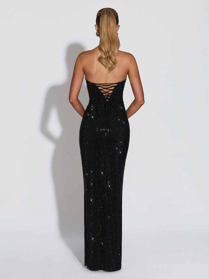 Yasmine Strapless Sequined Maxi Dress