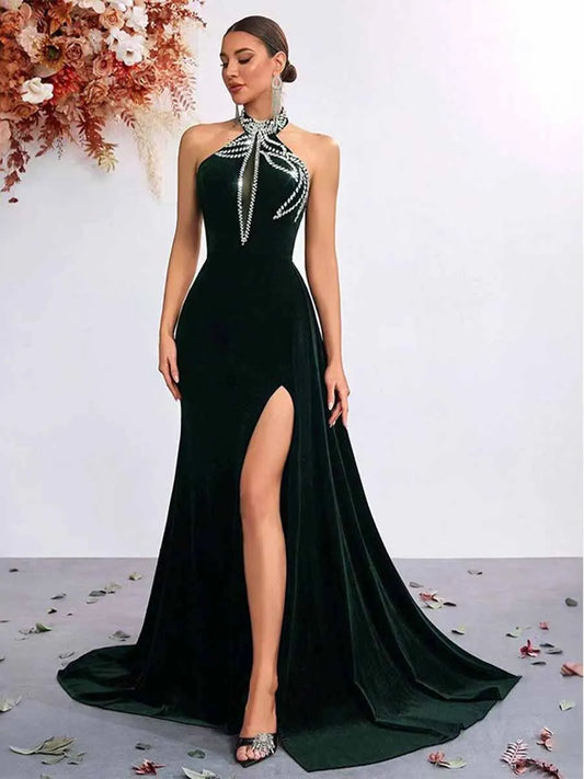 Luna High Slit Backless Maxi Dress