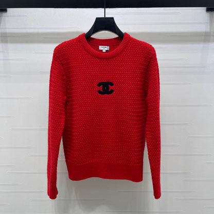 CHANEL 26 LOGO KNIT RED SWEATER 335405
