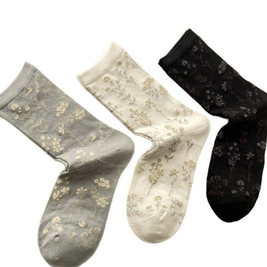 Rufia - Artistic Fresh Floral Crew Socks for Spring Days