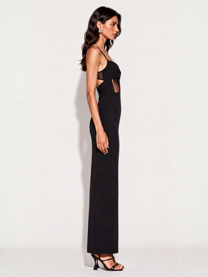 Kinsley Bustier Mesh Cutout Maxi Dress