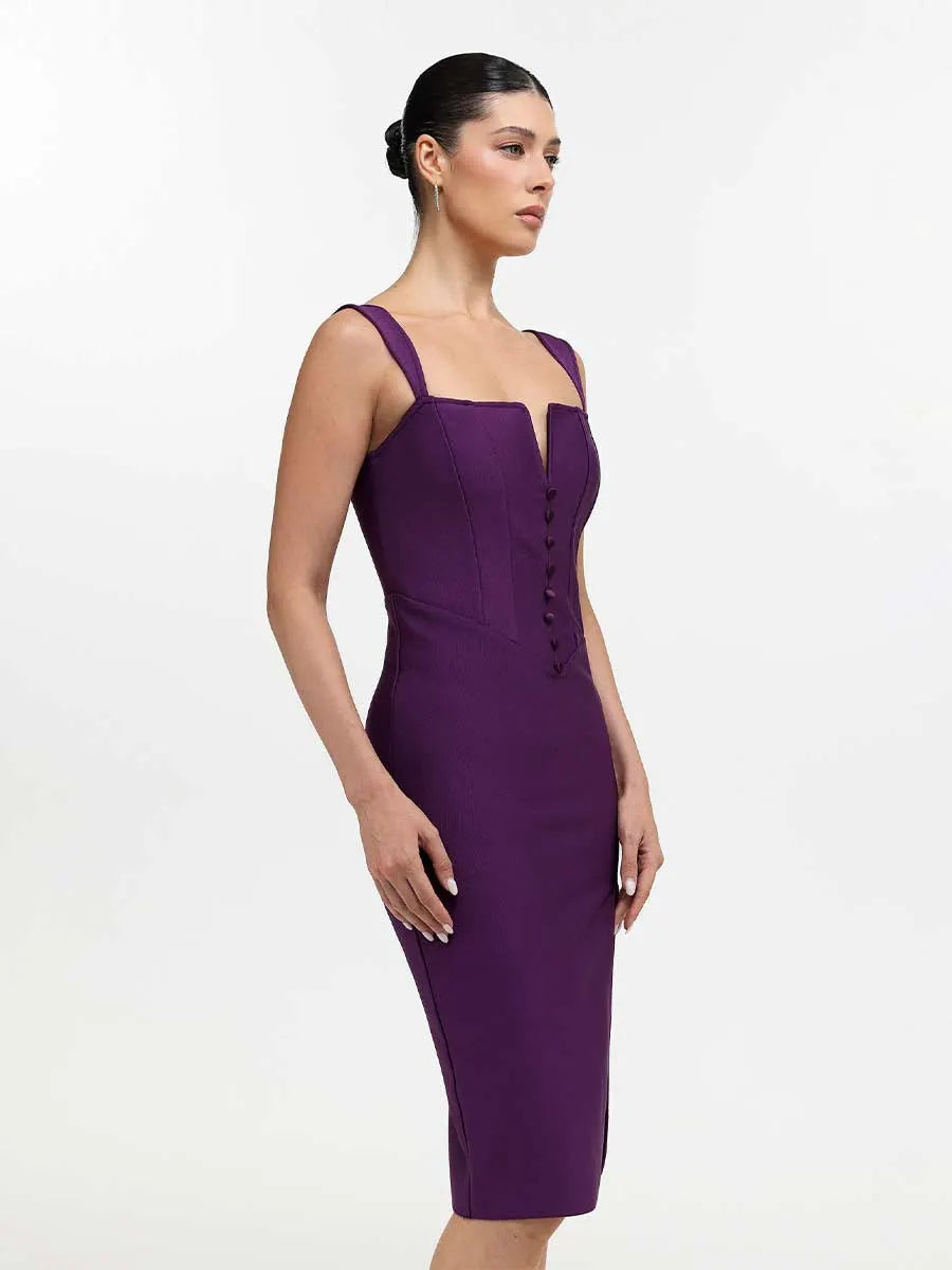 Milena Button Front Bandage Midi Dress