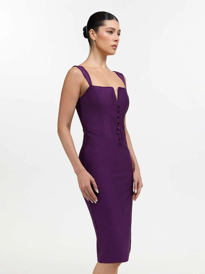 Milena Button Front Bandage Midi Dress